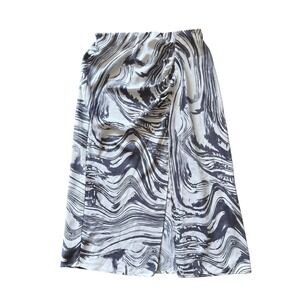 A New‎ Day Skirt Womens Size XS Marble Print Midi Slip Pull On Gray White